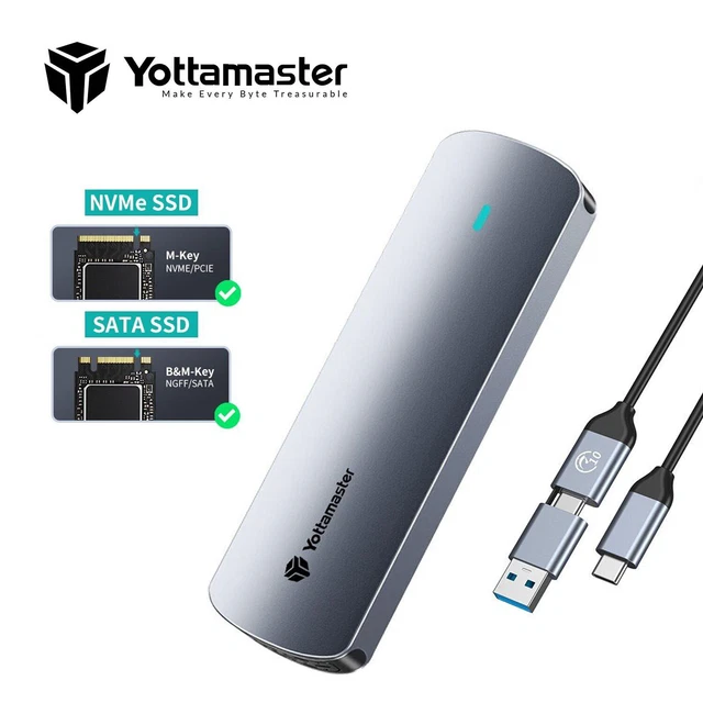 Yottamaster M.2 NVMe SATA SSD Hard Drive Enclosure USB Converter External Case