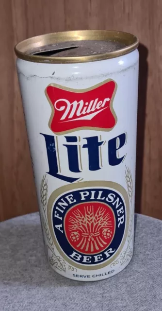 Vintage Miller Lite Beer Can  A Fine Pilsner Beer  Pub Bar Collectable 1980s