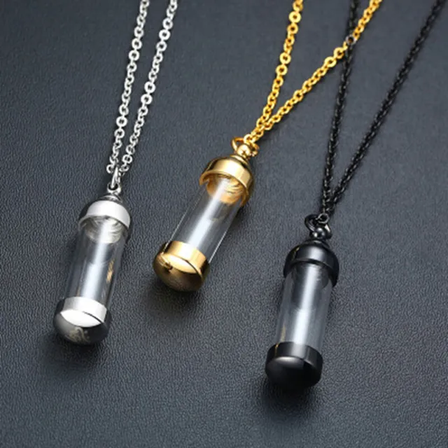 Openable Glass Vial Necklace Pendant Memorial Ash Bottle Cremation Pet Jewelry