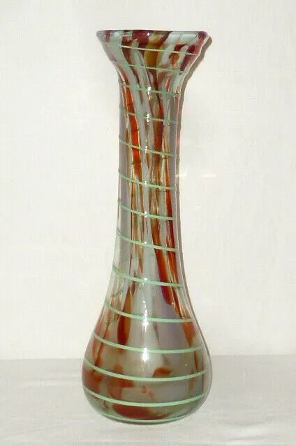 39cm große Glasfaden Jugendstil Glas Vase Jugendstilvase Art Nouveau Glasvase