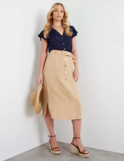 ROCKMANS - Womens Skirts - Midi - Summer - Brown - Linen - A Line - Fashion