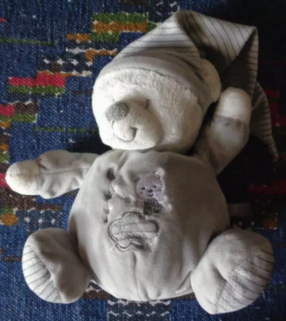 Rb/ Doudou Peluche Boule  Max & Sax Ours Gris Blanc Moon Etoile Nuage Exc Etat
