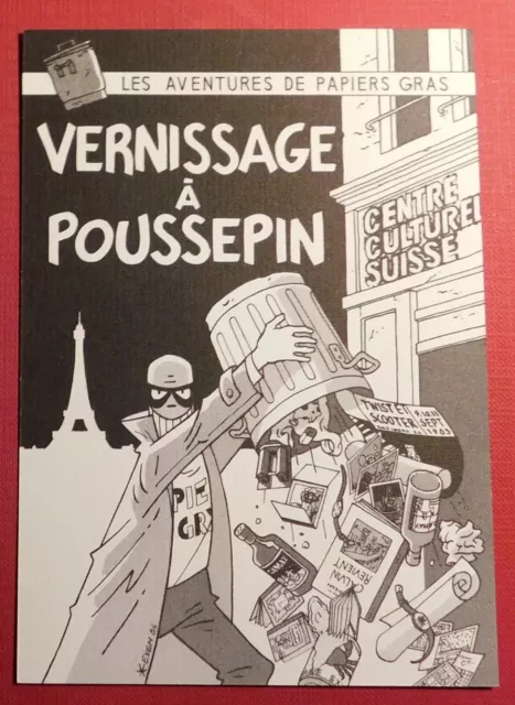 POUSSIN  Carte pour le VERNISSAGE EXPO PAPIERS GRAS 1986. (CPC35)