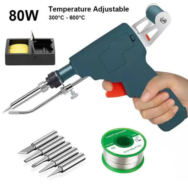 80W Auto Soldering Iron Kit One-hand Welding Gun Repair Tool w/50g Solder Wire