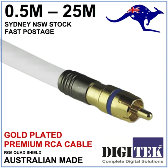 0.5m - 25m Premium Coaxial Coax Digital RCA Cable Gold Plated S/PDIF Subwoofer