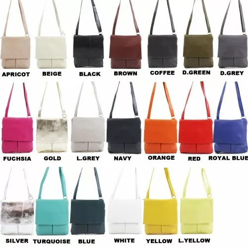 Women's Genuine Italian Soft Leather Double Pocket Cross body Messenger Bags