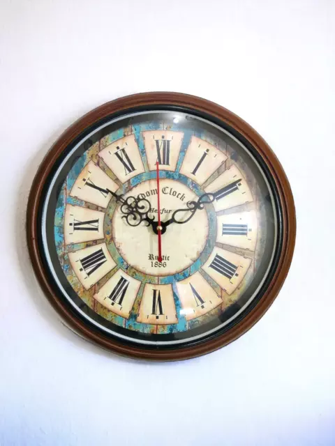 Antique Wall Clock Wooden Round Vintage Clock Home Living Room Decoration Gift 2