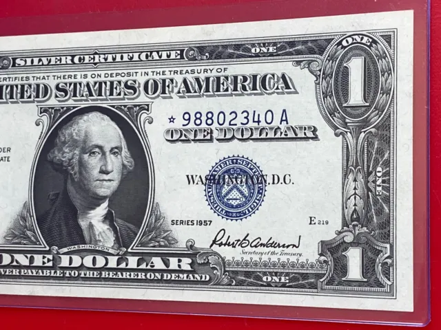 1957 STAR NOTE  $1 Dollar Silver Certificate (Blue Seal) Uncirculated