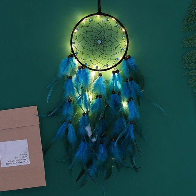 Lámpara decorativa para el hogar atrapasueños colgante de pared con pluma ligera viento