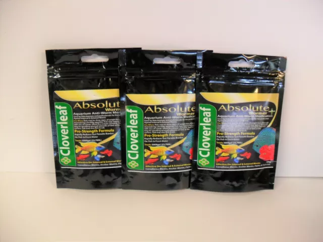 Cloverleaf Absolute Aquarium Poisson Vermifuge + Plus. 5g, 20g & 50g Paquets 3