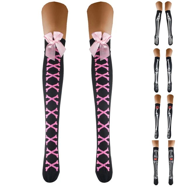 Thigh High Sock Boots Women's Halloween Socks Festival Skeleton Socks Head Socks