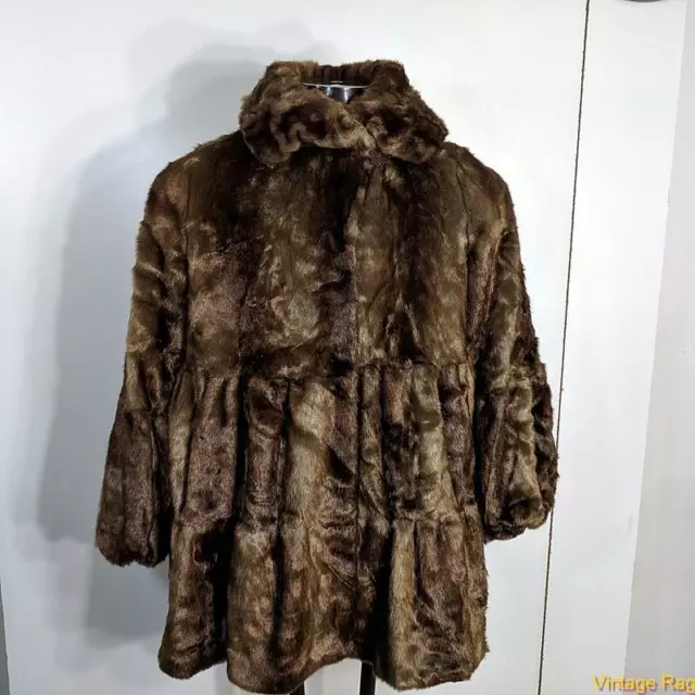 JONES NEW YORK Faux Fur Jacket COAT Womens Size S Brown