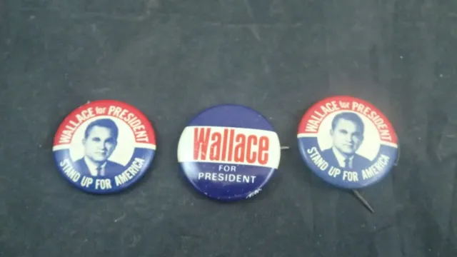 Vintage George Wallace Per President US Politica Campaign Pin Lotto Di 3