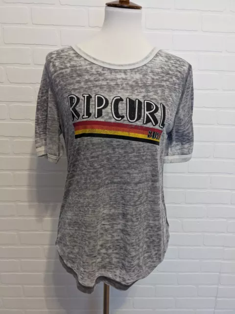 RipCurl Surf Vintage Inspired Retro Stripes Lightweight Slubby Graphic Tee Large