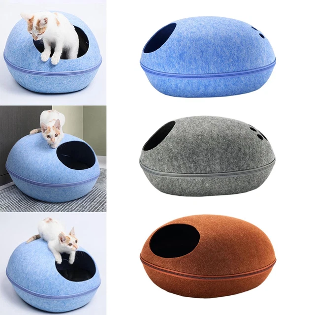 Lit Rond Tunnel Pour Chat En Feutre épais - 50x50x20 Cm - Amovible Et Lavable - Gris Clair Ou Foncé