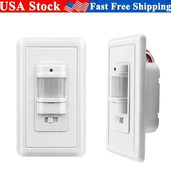 AUTO ON/OFF SENSOR Switch Motion Infrared PIR Occupancy Vacancy Wall ...