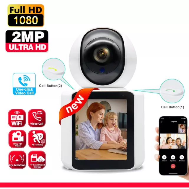 2.7" Baby Monitor PTZ WiFi Camera Indoor CCTV Camera 2K 2-Way Talk Auto Tracking