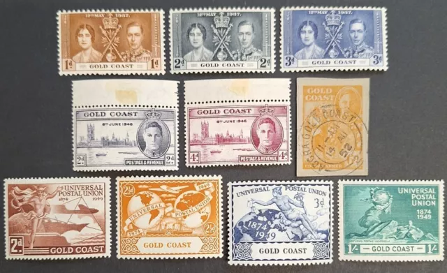 Gold Coast 1937-49, 3x sets of  Stamps Mh & 1x Used