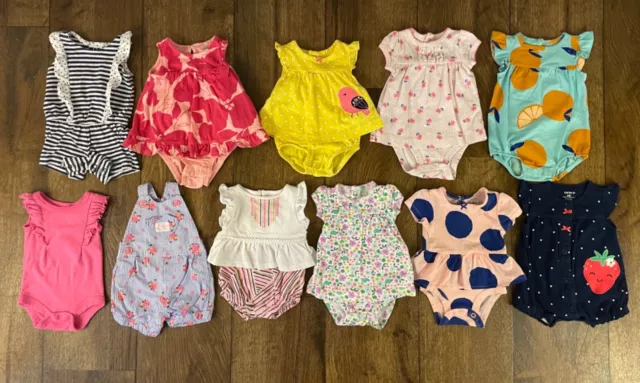 Carters Baby Girl Outfits Clothes Lot Newborn 0 3 Mo Summer Romper Dress Bundle