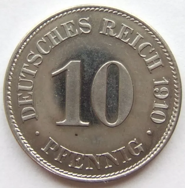Moneta Reich Tedesco Impero Tedesco 10 Pfennig 1910 E IN Proof