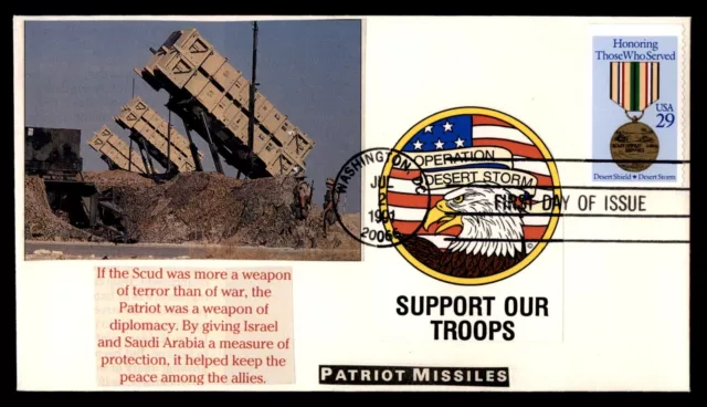 Mayfairstamps US FDC 1991 Medal Desert Shield Desert Storm Patriot Missiles Firs