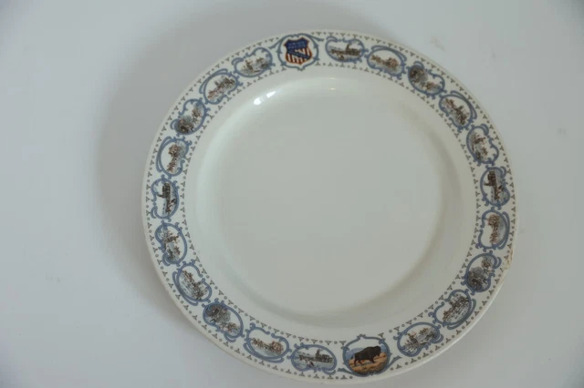 Vtg Union Pacific Railroad Overland Historical 9.5" Old Ivory China Plate
