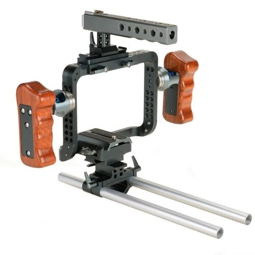 DSLR Wooden Cage Handle With / 15mm Base Rod Or Sony A7S Lumix GH3 GH4