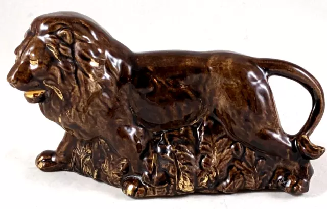 Ceramic Glazed Brown Lion Pottery Decor 3