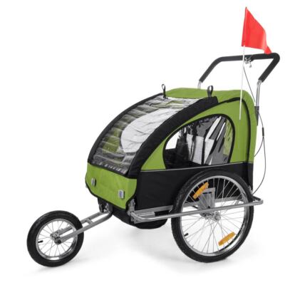 SAMAX SAMAX Remorque Vélo Convertible Jogger 2en1 Enfants 360° Amortisseur Vert 