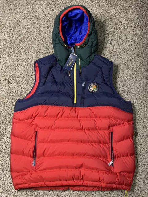 polo ralph lauren Crest Red Downhill Skier Hooded Down Vest Men’s Size M