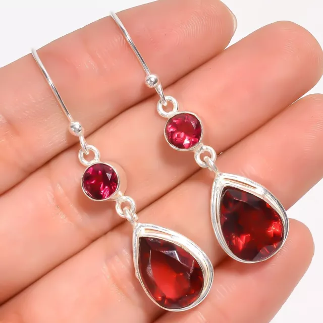 Rhodolite Garnet Gemstone Drop/Dangle Ethnic Earrings 925 Sterling Silver