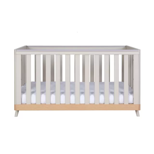 Tutti Bambini Hygge 3 in 1 Cot Bed in White Sand and Light Oak from 0 - 6yrs 2