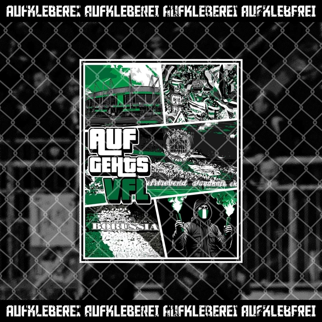 Mönchengladbach Sticker 'Ein Leben Lang' - 100 Stück PVC Aufkleber 19,6x4,2cm