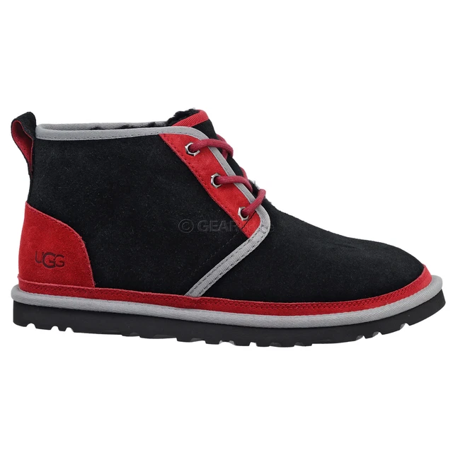 UGG NEUMEL SUEDE Mens Fur Lined Chukka Ankle Boots Shoes, Black Red