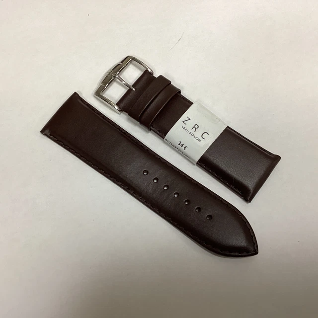 Bracelet De Montre ZRC En Cuir Veau Grain Alligator Marron - Largeur 24 Mm - Fait Main - Neuf étiqueté