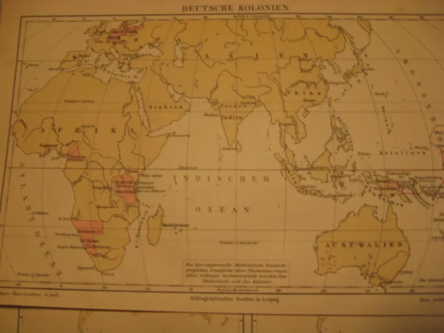 Karte von 1886 Deutsche und Europa Kolonien Afrika-Übersichtskarte u.a. Original