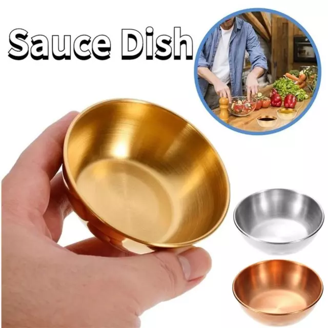 Stainless Steel Round Dish Sauce Seasoning Dish Kitchen Soy Sauce Dishes Lot △▲