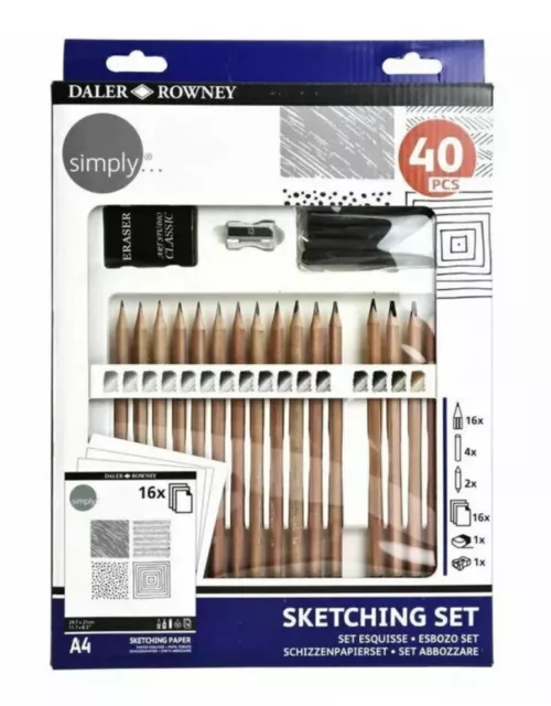 Daler Rowney Simply künstlerisch professionell Skizzieren/Zeichnen Bleistift - 40-teiliges Set