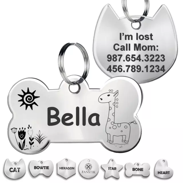 Pet ID Tag, Customized Dog Tags, Cat Tags, Hand Engraved. FANSTIK (Illustration)