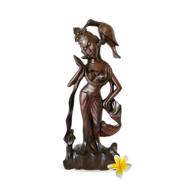 Dewi Sri Bawang Goddess Sculpture Vintage Hand Carved Sono Wood Statue Bali Art 3