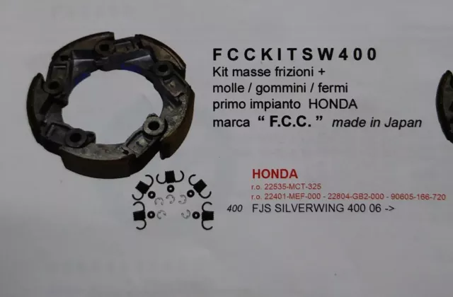 FCCKITSW400 Kit Masse Frizione Primo Impianto Marca FCC Honda Silverwing 400