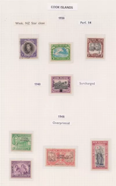 (F184-79) 1938-46 Cook Islands 2sets 8stamps 1d to 3/- INC NZ O/Ps MH & MUH (CD)