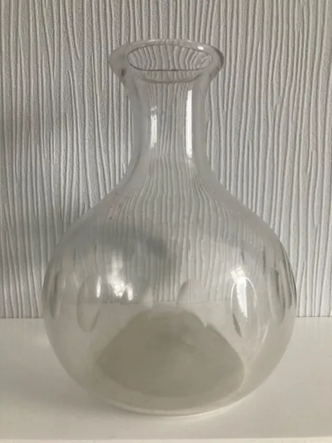 Vintage bedside water carafe- hand blown with oval indented design round middle