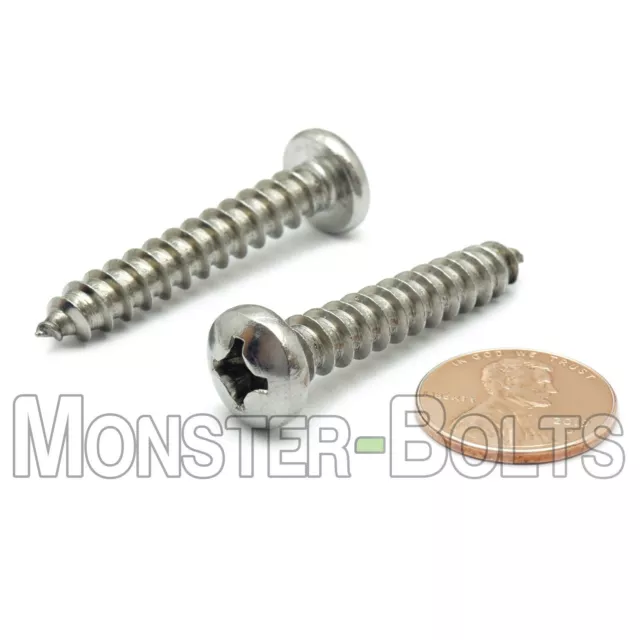 #14 x 1-1/2" Stainless Steel Phillips Pan Head Self-Tapping Sheet Metal Screws