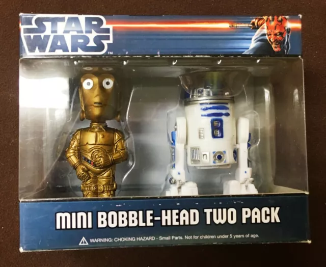 Star Wars R2-D2 & C-3Po Disney Mini Bobble-Head Sw 3" Wacky Wobbler 2-Pack Funko