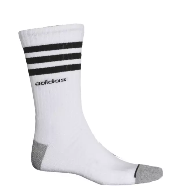 adidas Cushioned 3-Stripe Crew Socks Single Pack, Crew Mens Size 6-12