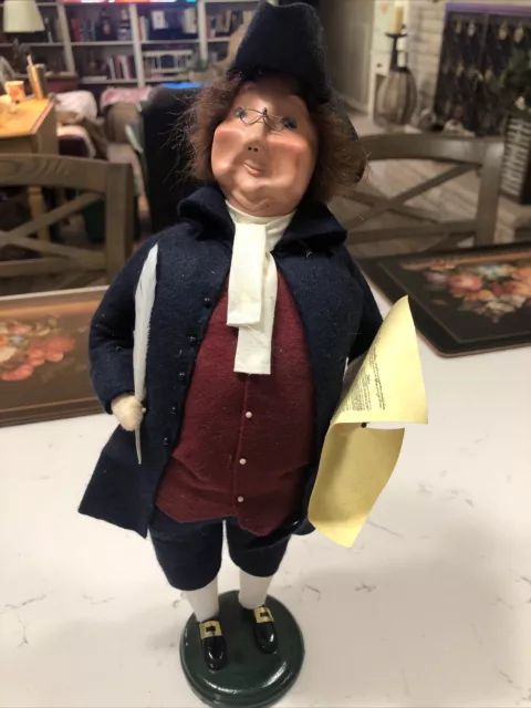 Byers Choice Retired 2002 Colonial Man With Quill Pen Like & Important Document