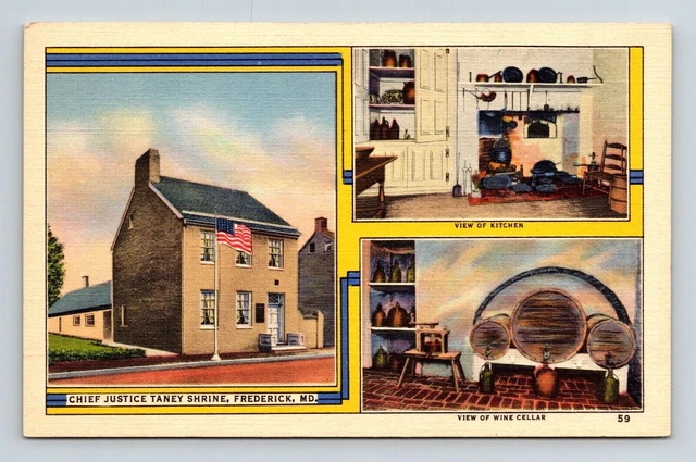 Chief Justice Taney Shrine Frederick Maryland Kitchen Wine Cellar UNP Postcard