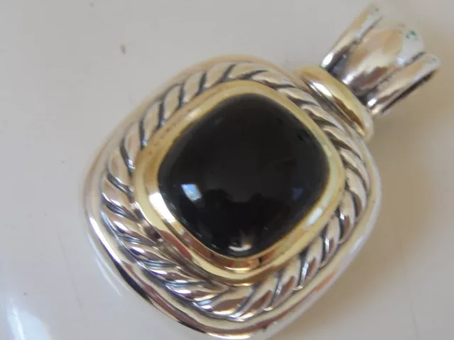 $1750 David Yurman 14K Gold, Ss Extra Large Albion Black Onyx Enhancer