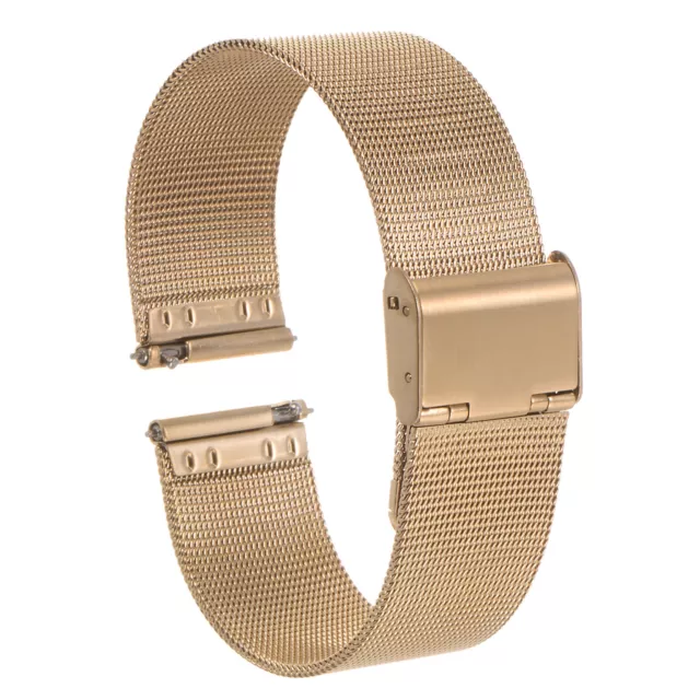 Stainless Steel Mesh Watch Band 22mm Quick Release Adjustable Strap, Rose Gold